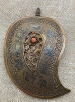 Török 19. századi lemezcsatos övcsat bronz sárgaréz