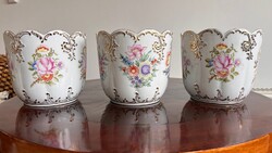 Hollóházi porcelán kaspó szett, 3 db