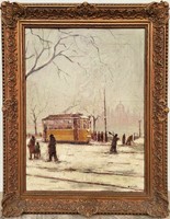 Guzsik Ödön (1902 - 1954) Budapest Budai rakpart Duna látképe c. olajfestménye EREDETI GARANCIÁVAL !