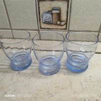 Retro kék , üveg italos pohár boros pohár 3 db eladó!