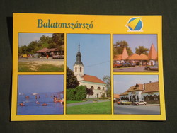 Képeslap,Balatonszárszó,mozaik,kemping,kápolna,templom,strand,bazár,Vén Diófa látkép,részlet, 1990-