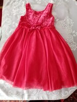 Red velvet lined festive, occasion  little girl dress for 6-7 years old