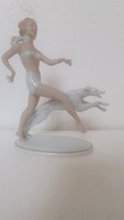 Art Deco wallendorf porcelán lány agarral borsoi porcelán figura