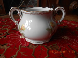 Hollóházi yellow rose pattern sugar bowl without lid