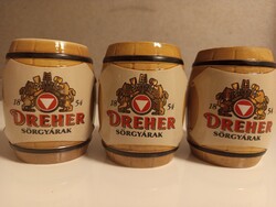 3 darab Dreher söröskorsó, a híres Dreher Sörgyárak 1854-es alapításának emlékére.