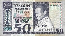 50 frank francs 10 ariary 1974-75 Madagaszkár Malagasy Malgas UNC
