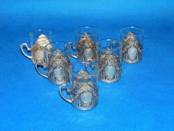 Ezüst röviditalos pohár üveg betéttel  147 g