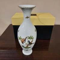 Új, díszbobozos Herendi Rothschild mintás porcelán amfóra váza