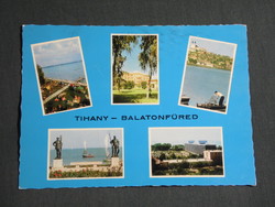 Képeslap,Balatonfüred,mozaik,hotel,szálló,strand,szanatórium,Révész és Halász szobor,részlet, 1974-