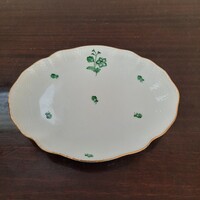 Herendi Green Flower Pattern Porcelain Sauce Base, Serving Plate