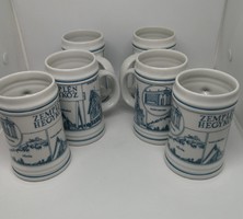 Hollóháza porcelán korsó szett 6db!