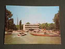 Képeslap,Balatonfüred,Yacht Club kikötő látkép,részlet, 1974-