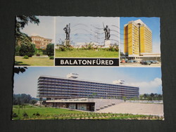 Képeslap,Balatonfüred,mozaik,hotel,szálló,üdülő,szanatórium,Révész és Halász szobor,részlet, 1974-