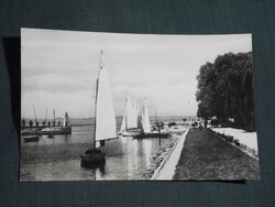 Képeslap,Balatonszemes,Hajóállomás,móló,kikötő látkép részlet, 1960-