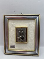 Antik olasz romantikus tájkép, 925-ös ezüst dombormű,5 x 6cm. 7390