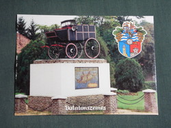Képeslap,Balatonszemes,Postamúzeum,postakocsi szekér látkép részlet, 1980-