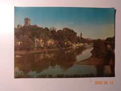 Régi postatiszta képeslap: Győr, Rába-részlet (1961)