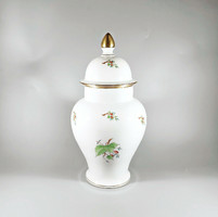 HERENDI, XL 35 CM CSIPKEBOGYÓ MINTÁS KÉZZEL FESTETT PORCELÁN URNA, HIBÁTLAN! (H017)