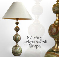 Réz és márvány asztali lámpa