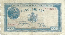 5000 lei 1944. május 02. Románia Ritkább