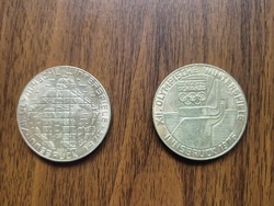Ezüst 100 schilling, 2 db 1976 XII. teli olimpia
