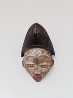 Afrikai maszk patinás fa maszk Punu népcsoport Gabon africká maska D805 962 1460