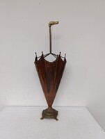 Antique Umbrella Stand in the Shape of an Umbrella with Red Copper, Walking Cane Holder, Brass Vizsla Dog Head