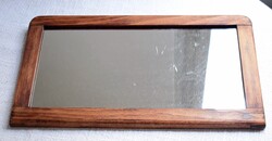 Régi fali tükör borotválkozás , műhely , öltöző  kisebb méretű  , keményfa keretben 40 x 22,5 cm