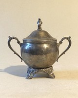 RAIMOND SILVERPLATED 2 FÜLŰ, FEDELES ANGOL ALPAKKA CUKORTARTÓ DOBOZ