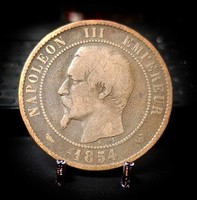 Franciaország 10 centime, 1854, Verdejegy "W" - Lille B04B4