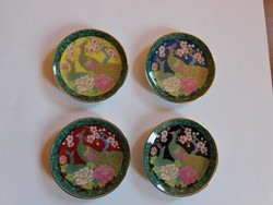 Japán porcelán babaházi pávás dísztányérok - 4 darab