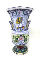 1# Itáliai Deruta kézzel festett kerámia majolika váza (30cm) RZ