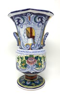 2# Italian Deruta majolica vase hand painted ceramic (29cm) red