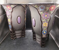 Eichwald váza párban, jugendstil, majolika, 26 cm-es magasságúak. 3235b