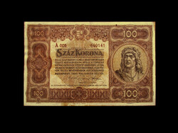 100 KORONA - 1920 - BARNA SZÁMOKKAL! - Ritka!