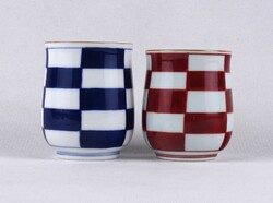 1U363 Antik pepita mintás porcelán pohár pár 19 század vége