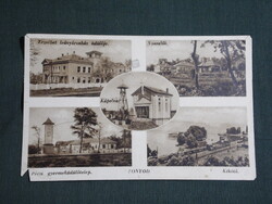 Képeslap,Fonyód,mozaik,nyaraló,üdülő,kikötő,gyermeküdülő látkép,részlet,Karinger Bp. kiadás 1940-