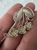 Vintage Silver Lily Brooch, Ciselé