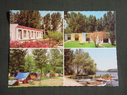 Képeslap,Fadd Dombori,mozaik,KISZ tábor,Volentöböl,strand,üdülő,szálló,kemping látkép,részlet 1984-