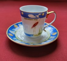 LG porcelán kávés szett csésze csészealj tányér fenicottero rosa rózsaszín flamingó madár minta