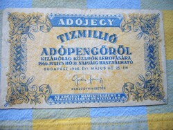Adójegy 10 Millió Adópengőről T1