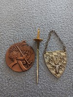 Toledo kard mini,Müller bassel,szarvas trófea mini pajzs.040.