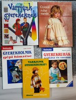 5 kötet Gyerekruha varrás / hímzés könyv...Bajzáth Katalin, Gyulai Irén,Irene Fackler stb.