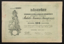 Szabadkai Gazdák és Iparosok Hitelintézete részvény 100 korona 1899 Szabadka (SRB)