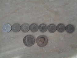 USA 1/4 - 1/2 Dollár = 50 - 25 Cent 1971, 76 -1953 ,67,67,69,74,86,87,87,