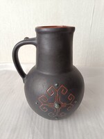 Végső leárazás! Festett cserép korsó/bokály, USSR szovjet műhely munkája, 1960-as évek környéke