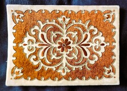 Cca 1918 Szecessziós ART NOUVEAU KÖNYVBORITÓ VAGY ALÁTÉT ÉRTÉKES APRÓLÉKOS MAGYAR SELYEM KÉZIMUNKA