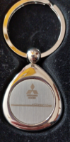 Original Mitsubishi Silverline Keychain in Box, Stainless Steel, Mirror Finish, Engraved
