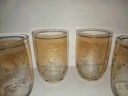 Szines, metszett üveg retro pohár - 4 db egyben (b-1)
