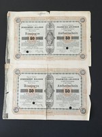 Magyar Királyi Nyeremény Kölcsön 50 Ft 1870.